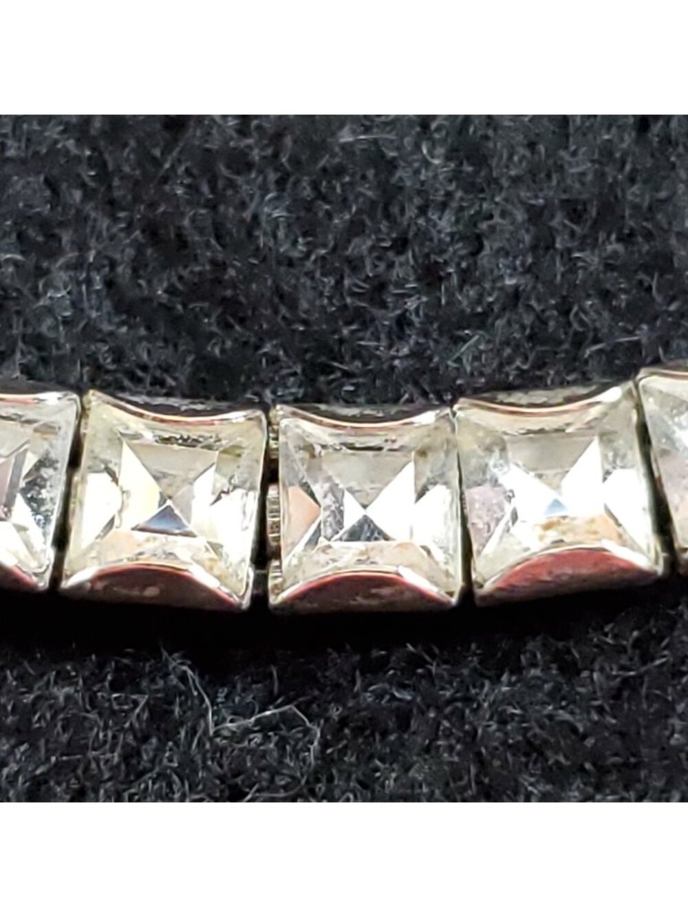 Vintage Rhinestone Necklace Tennis Square 13-16"